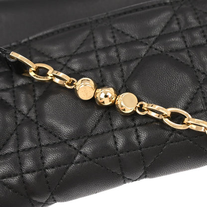 Christian Dior Black Lambskin Cannage Evening Baguette Handbag