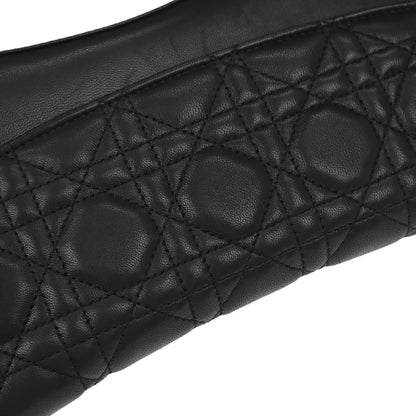 Christian Dior Black Lambskin Cannage Evening Baguette Handbag