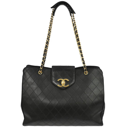 Chanel 1991-1994 Black Lambskin Bicolore Supermodel Shoulder Bag