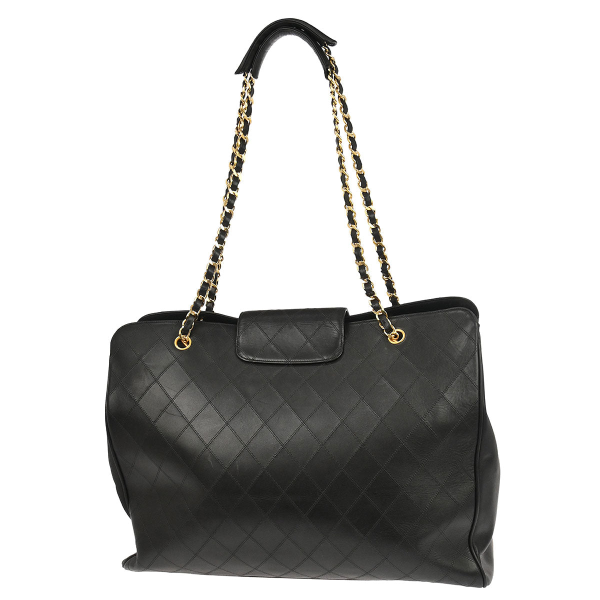 Chanel 1991-1994 Black Lambskin Bicolore Supermodel Shoulder Bag