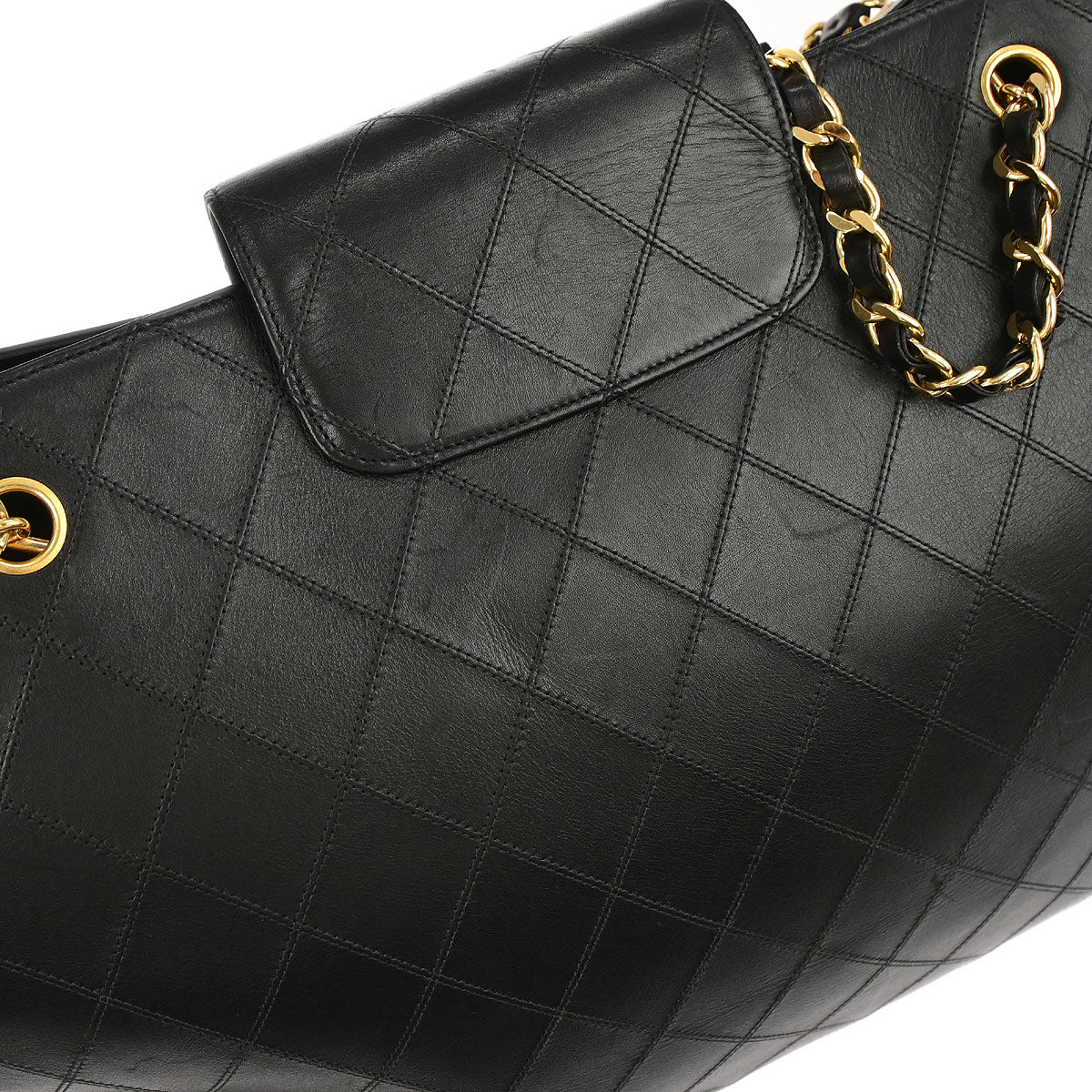 Chanel 1991-1994 Black Lambskin Bicolore Supermodel Shoulder Bag