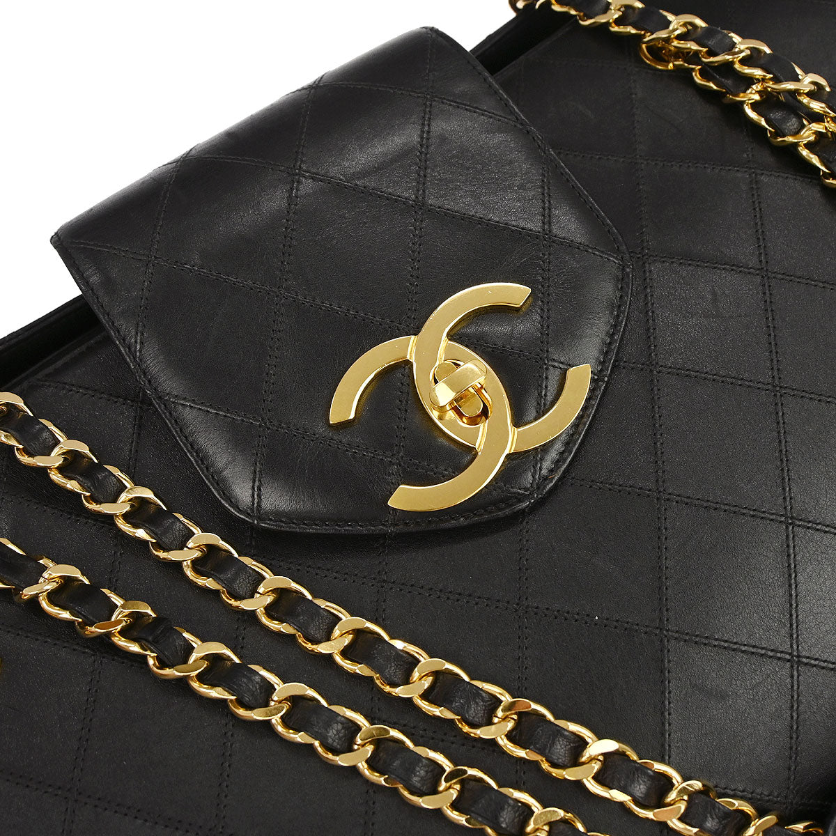 Chanel 1991-1994 Black Lambskin Bicolore Supermodel Shoulder Bag