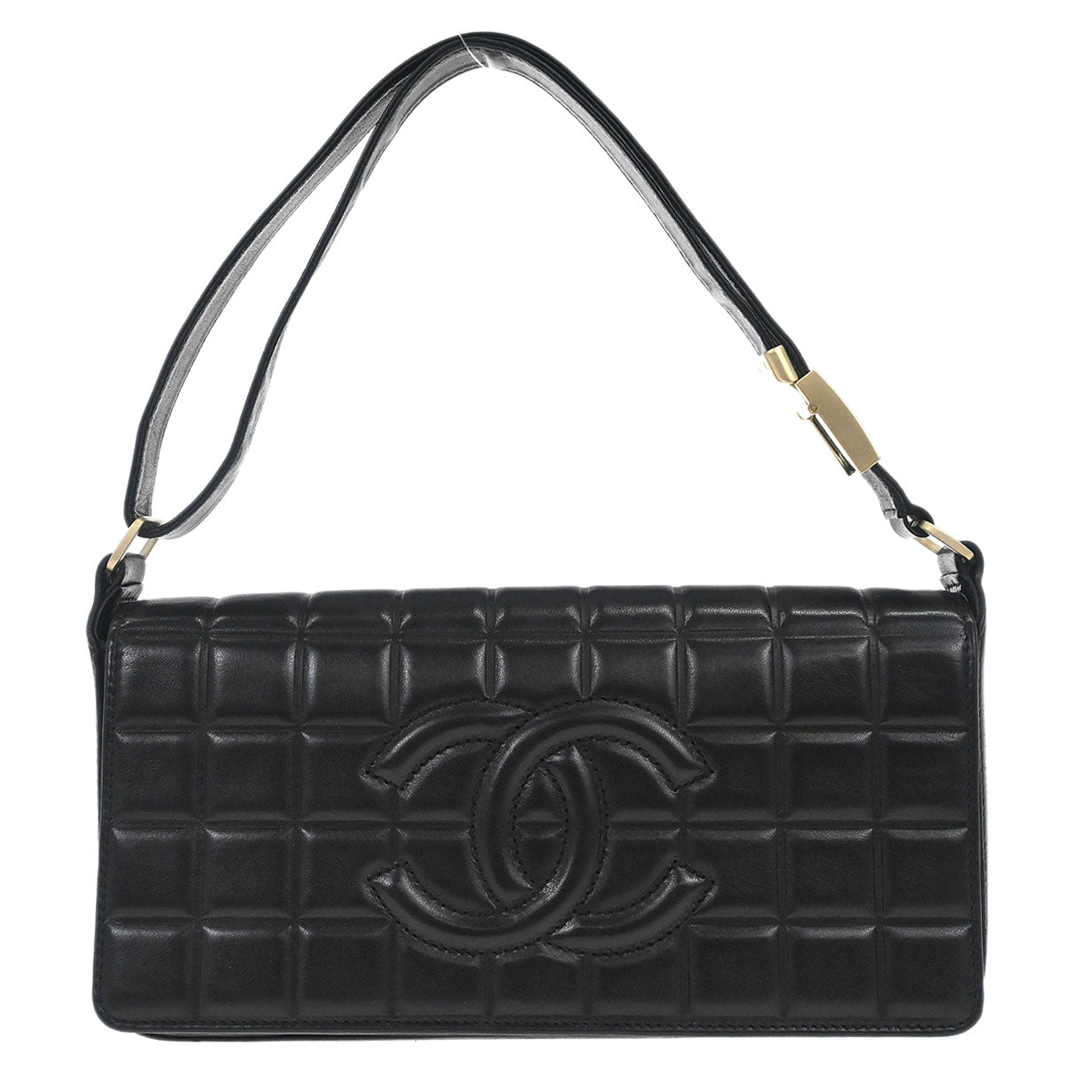 Chanel 2003-2004 Black Lambskin Choco Bar Shoulder Bag