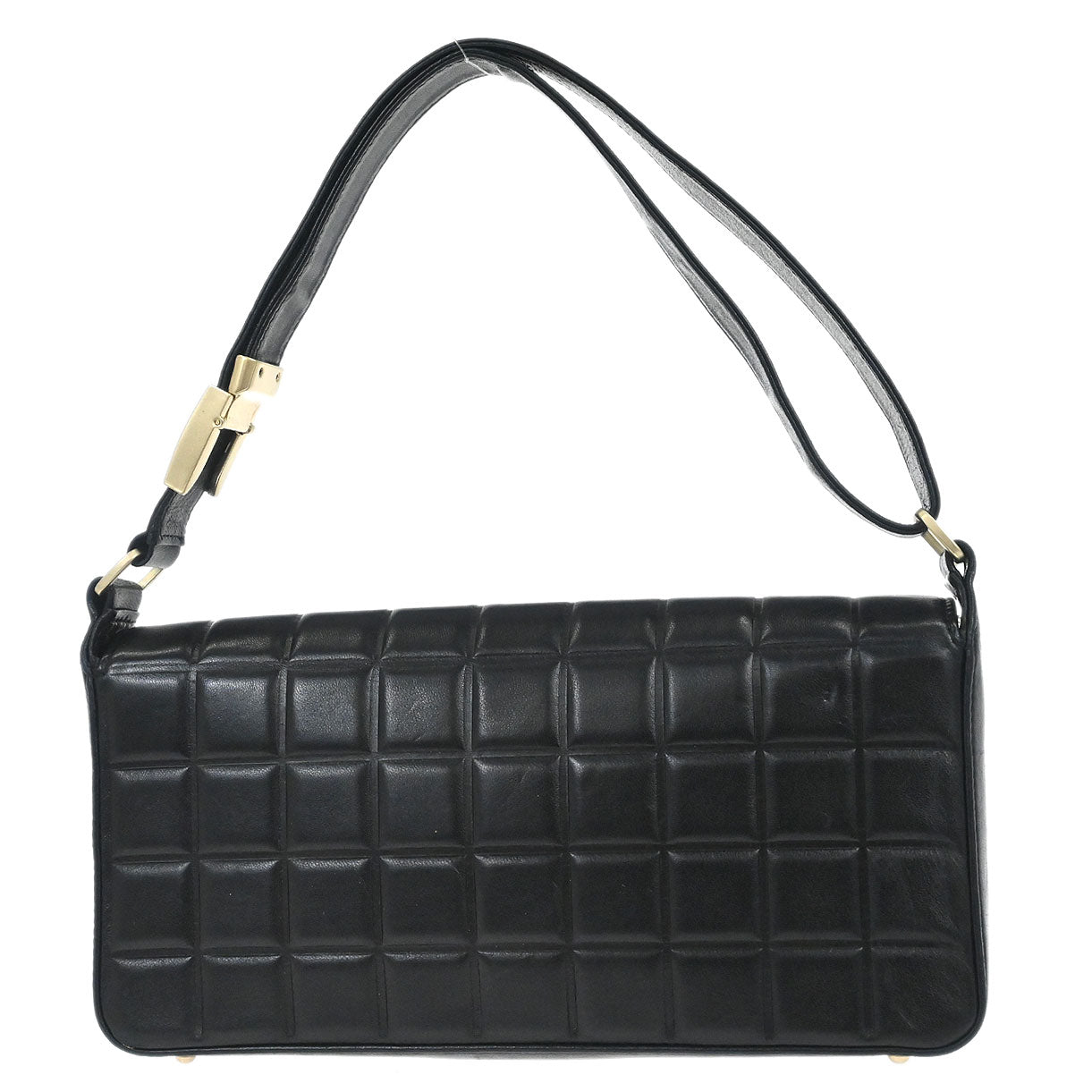 Chanel 2003-2004 Black Lambskin Choco Bar Shoulder Bag