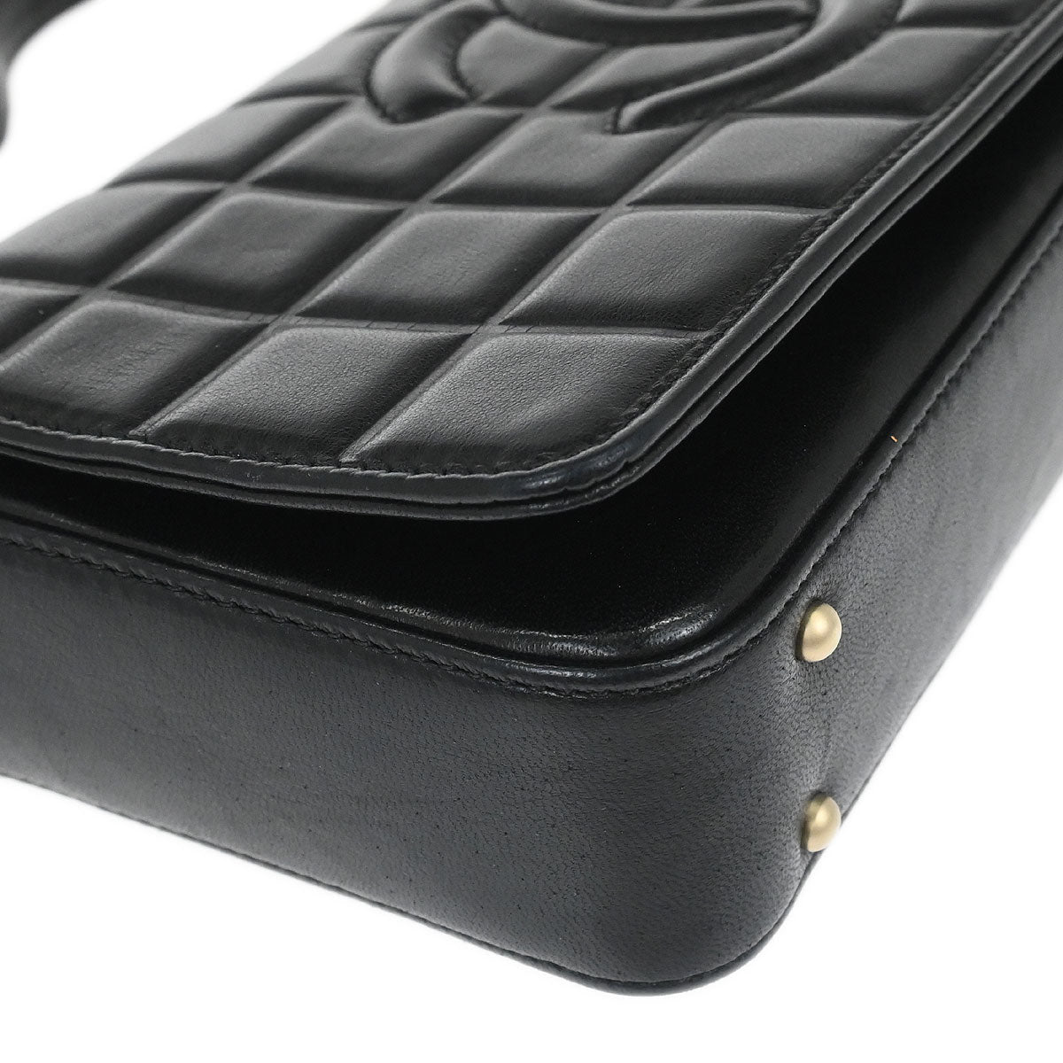 Chanel 2003-2004 Black Lambskin Choco Bar Shoulder Bag