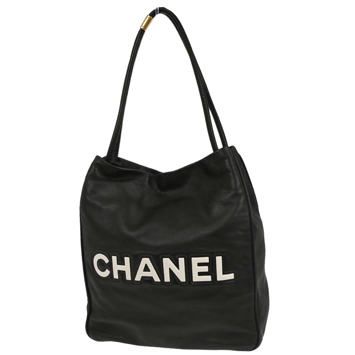 Chanel Black Lambskin Camellia Tote Handbag