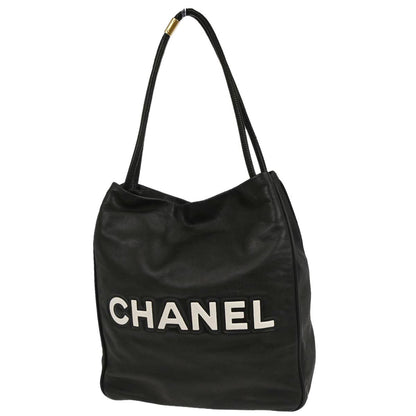 Chanel Black Lambskin Camellia Tote Handbag