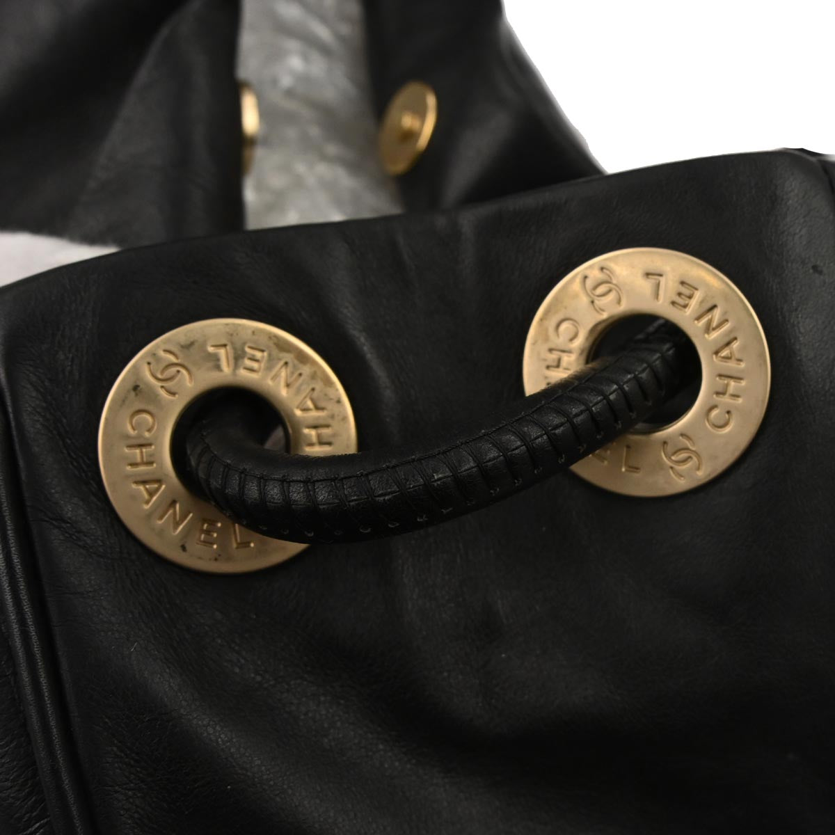 Chanel Black Lambskin Camellia Tote Handbag