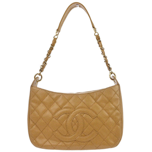 Chanel Beige Caviar Skin Hobo Handbag
