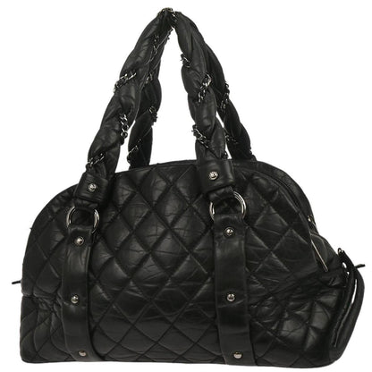 Chanel Black Lambskin Lady Braid Bowler Bag Handbag