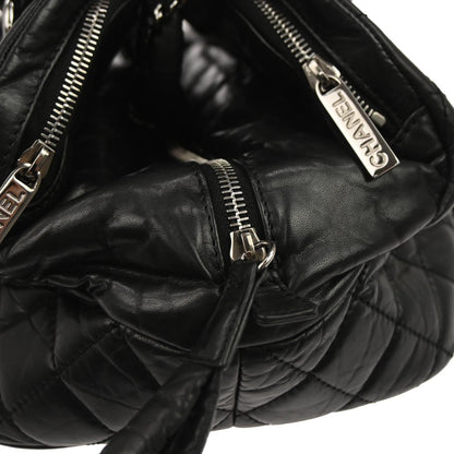 Chanel Black Lambskin Lady Braid Bowler Bag Handbag