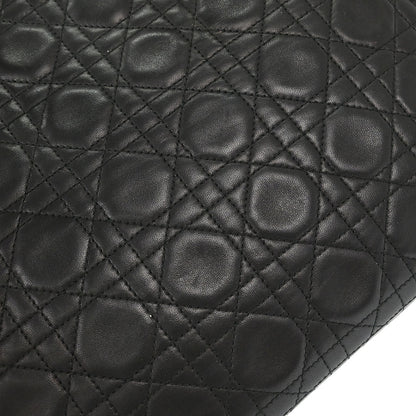 Christian Dior Black Lambskin Large Lady Dior Cannage 2way Shoulder Handbag
