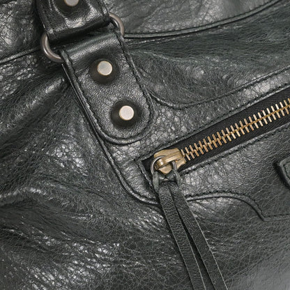 Balenciaga Black Lambskin City Medium Shoulder Handbag