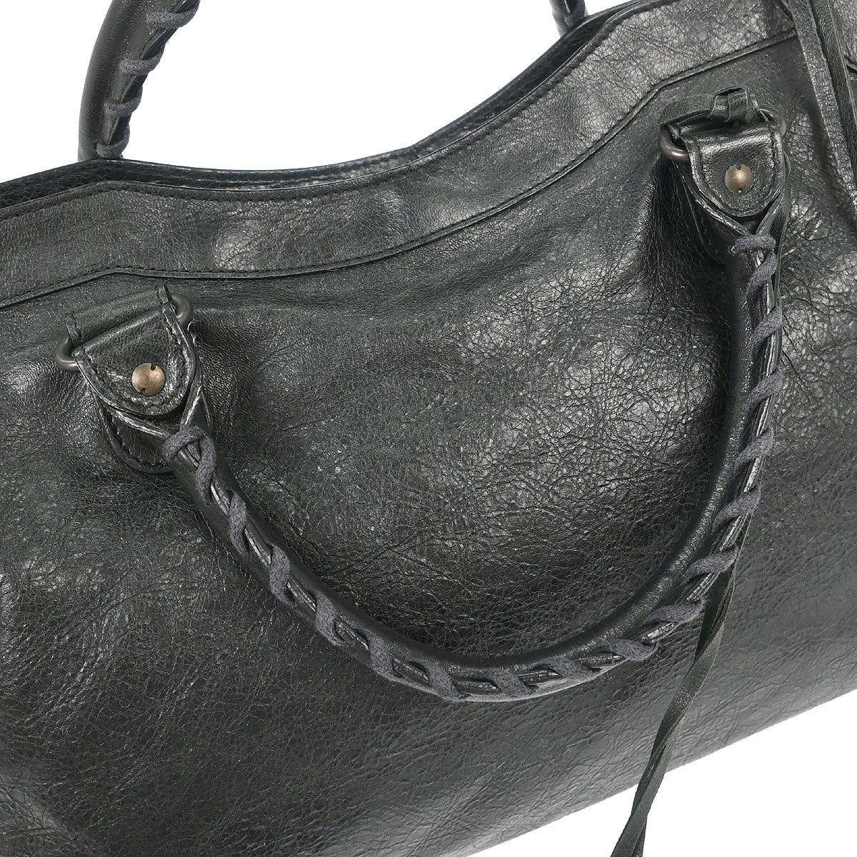 Balenciaga Black Lambskin City Medium Shoulder Handbag