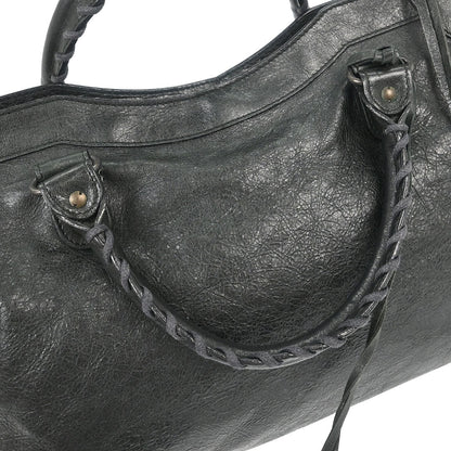 Balenciaga Black Lambskin City Medium Shoulder Handbag