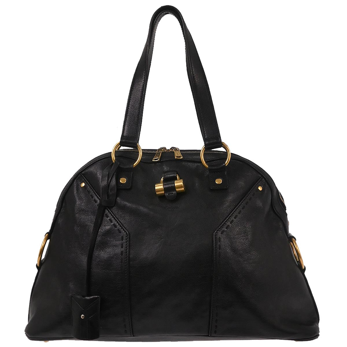 Yves Saint Laurent Black Leather Rive Gauche Muse Handbag