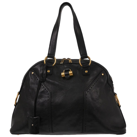 Yves Saint Laurent Black Leather Rive Gauche Muse Handbag
