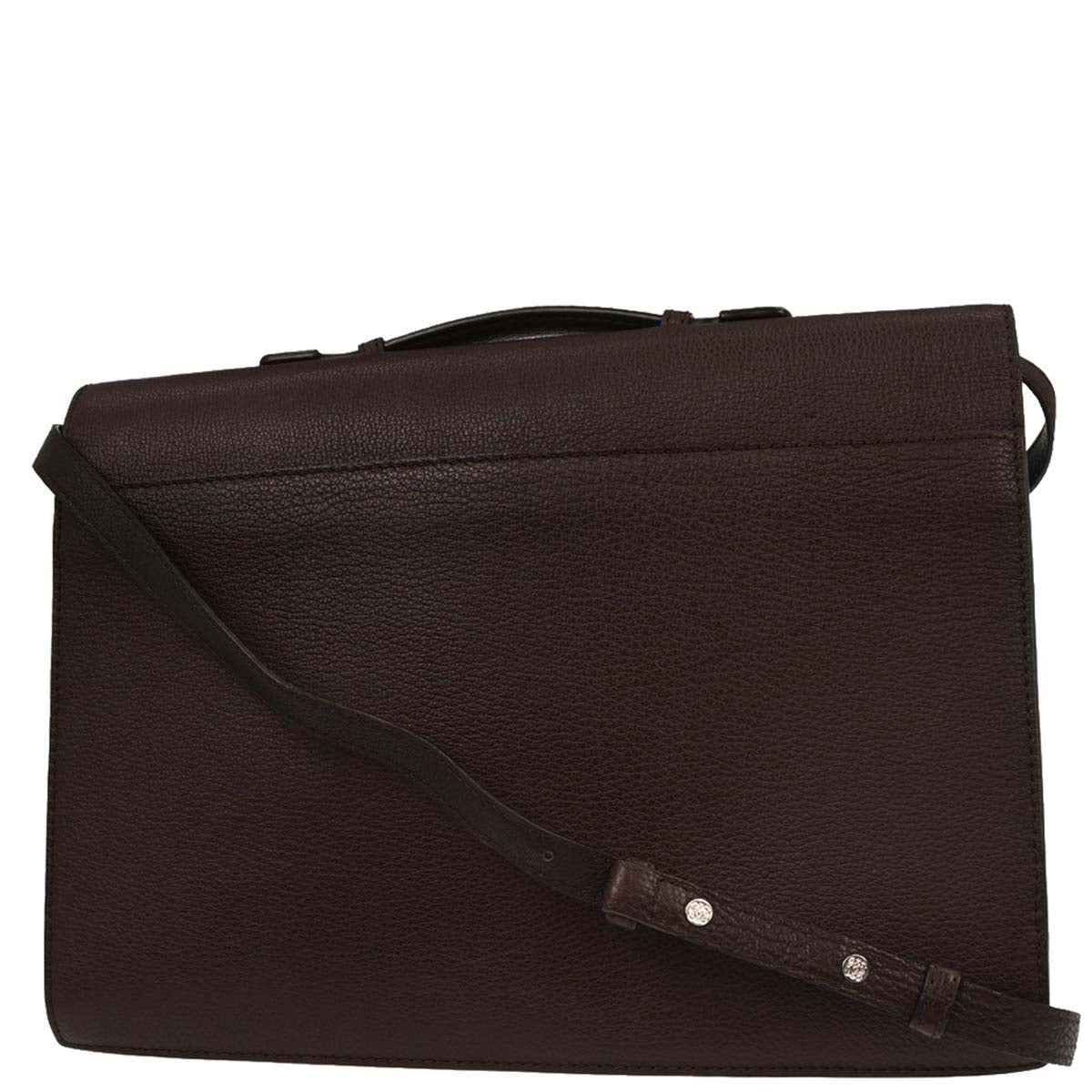 Loewe Brown Leather Briefcase 2way Shoulder Business Handbag