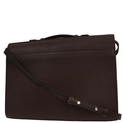 Loewe Brown Leather Briefcase 2way Shoulder Business Handbag