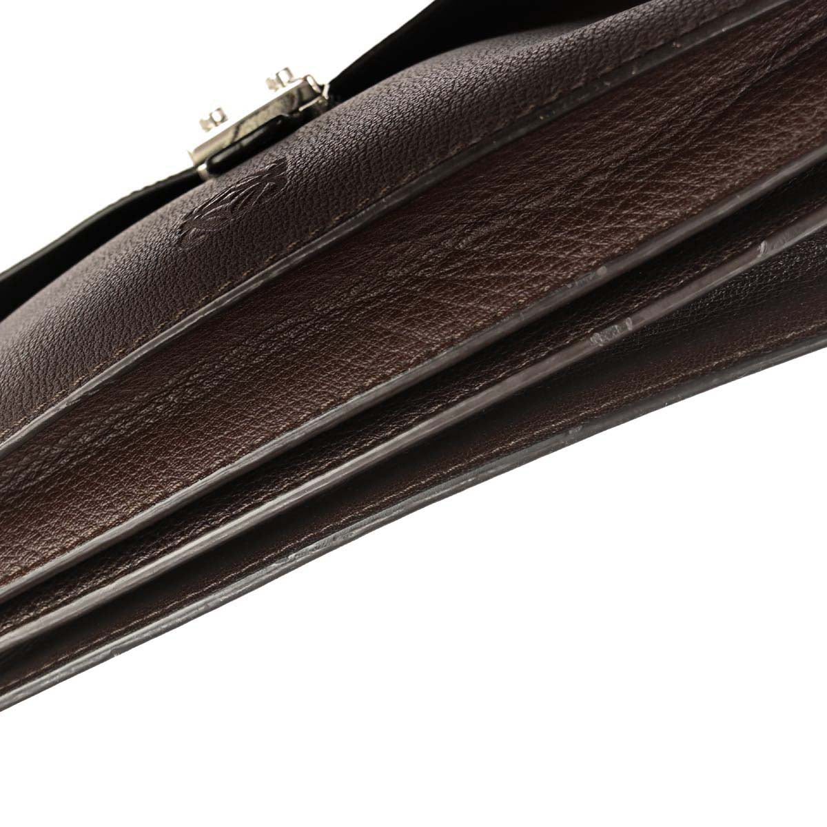 Loewe Brown Leather Briefcase 2way Shoulder Business Handbag