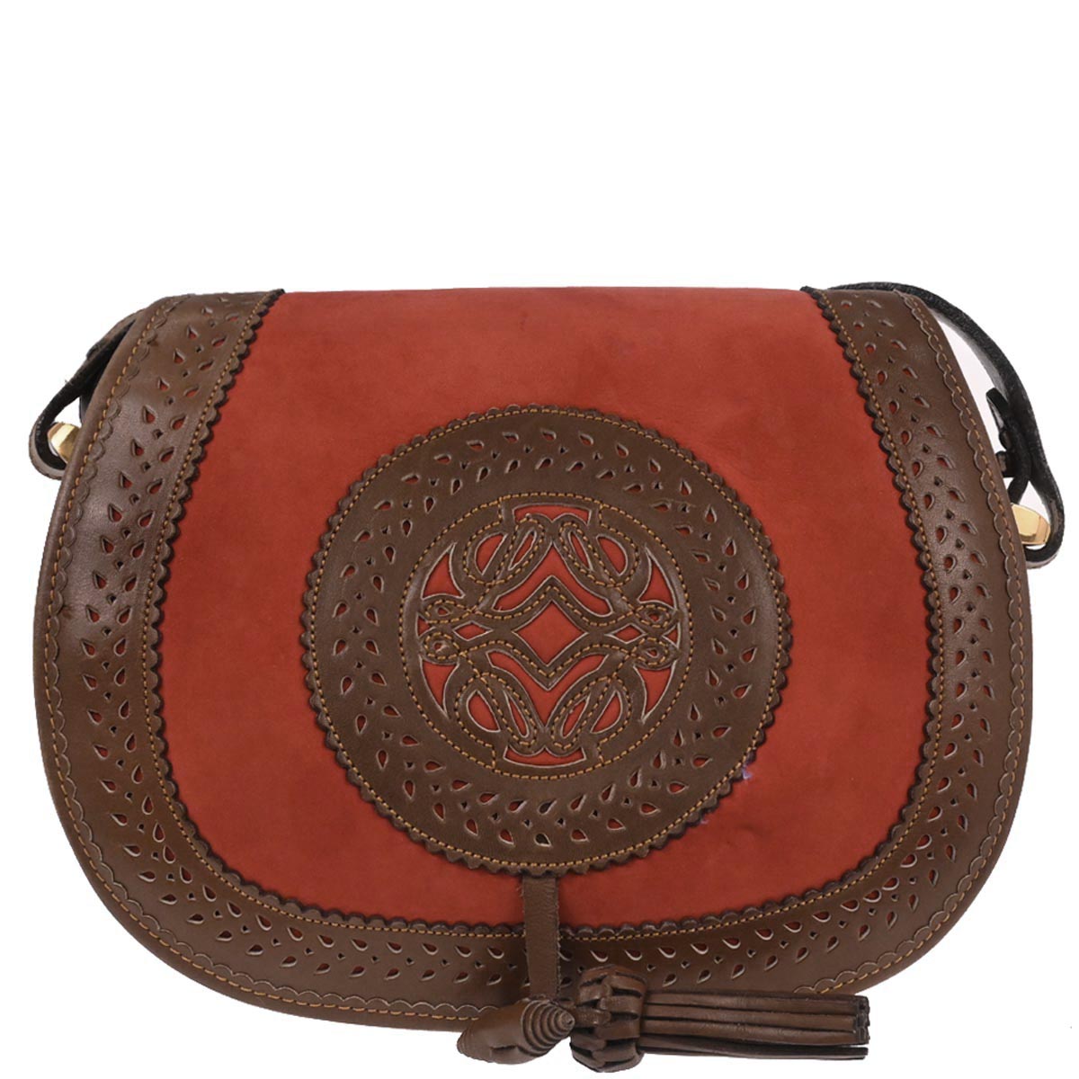 Loewe Orange Suede Leather Sevilla Collection Anagram Shoulder Bag