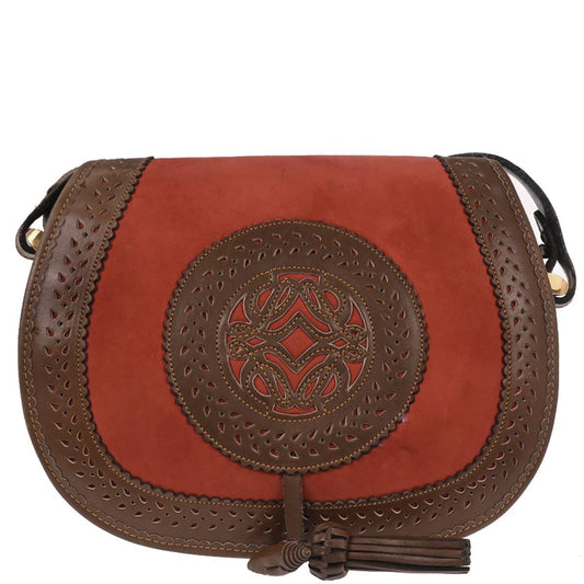 Loewe Orange Suede Leather Sevilla Collection Anagram Shoulder Bag
