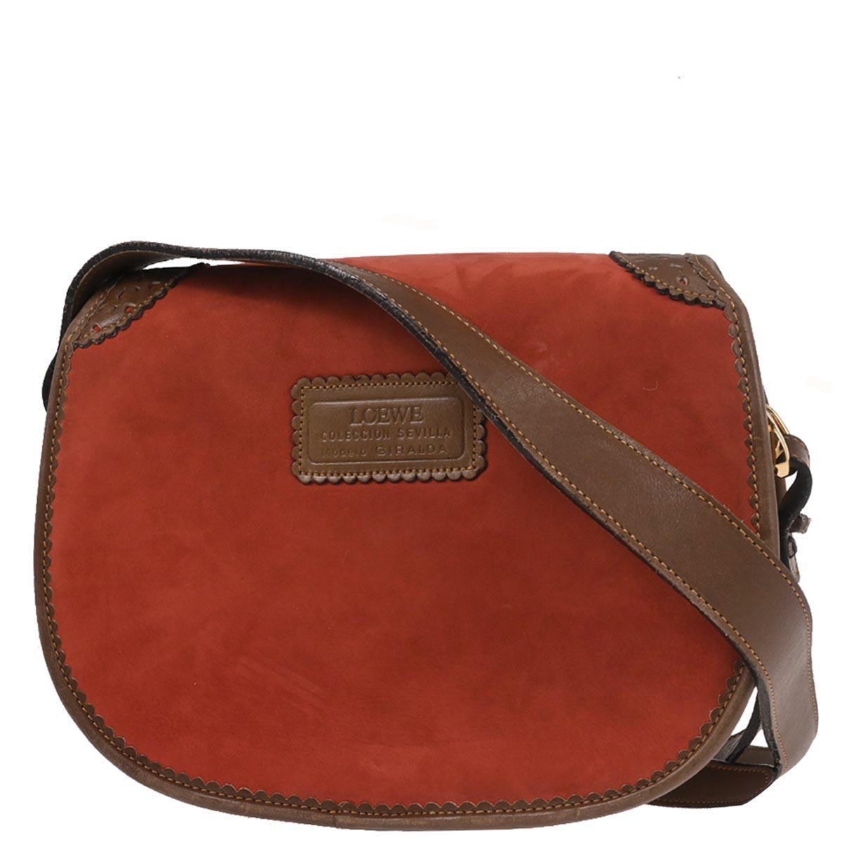 Loewe Orange Suede Leather Sevilla Collection Anagram Shoulder Bag