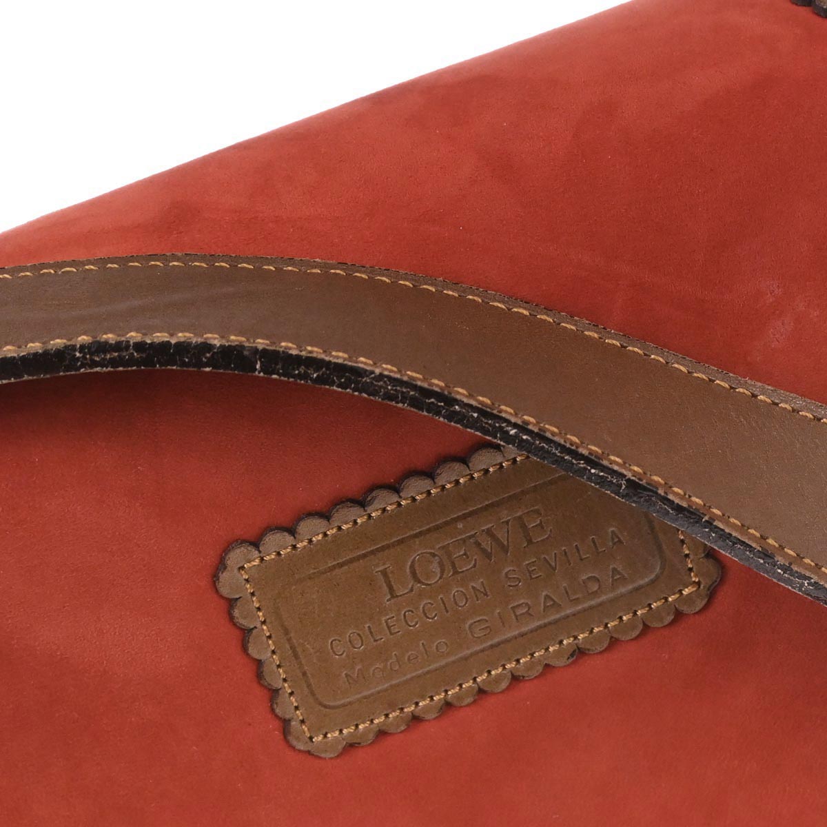 Loewe Orange Suede Leather Sevilla Collection Anagram Shoulder Bag