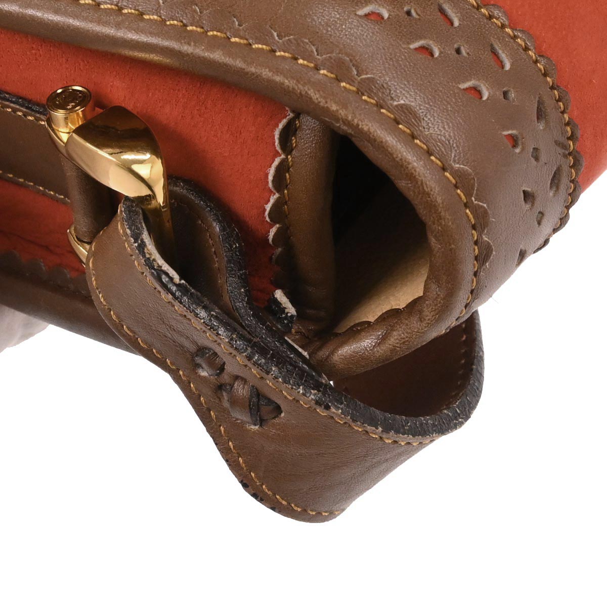 Loewe Orange Suede Leather Sevilla Collection Anagram Shoulder Bag