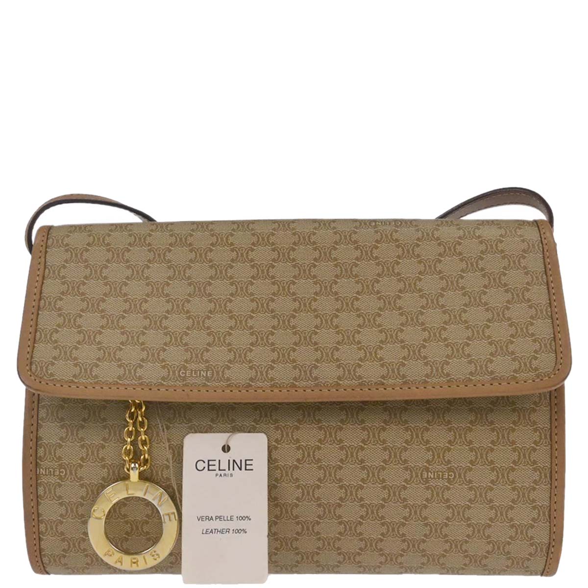 Celine Beige Macadam Shoulder Bag