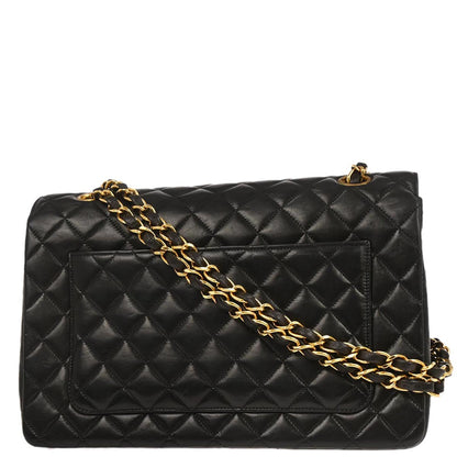 Chanel 1991-1994 Black Lambskin Paris Shoulder Bag