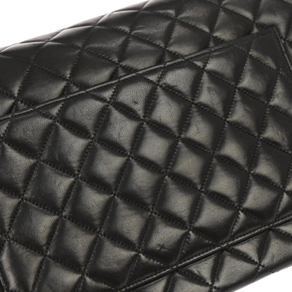 Chanel 1991-1994 Black Lambskin Paris Shoulder Bag