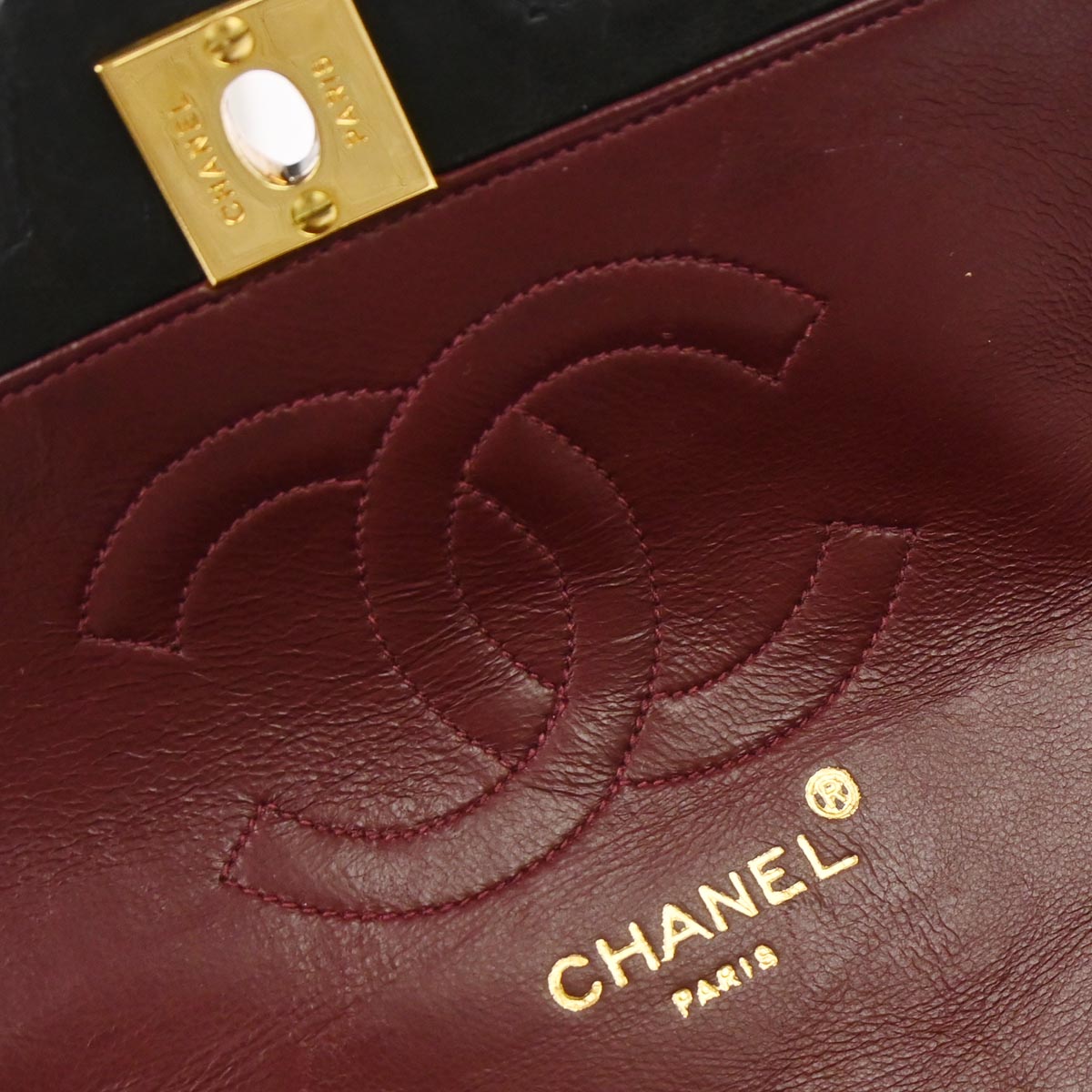 Chanel 1991-1994 Black Lambskin Paris Shoulder Bag