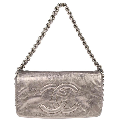 Chanel Metallic Silver Calfskin Handbag