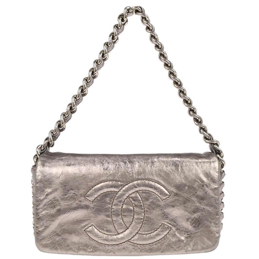 Chanel Metallic Silver Calfskin Handbag