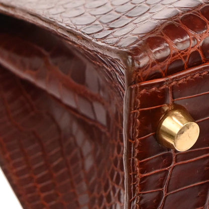 Hermes * Miel Porosus Kelly 28 Sellier 2way Shoulder Handbag