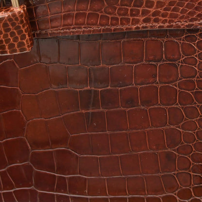 Hermes * Miel Porosus Kelly 28 Sellier 2way Shoulder Handbag