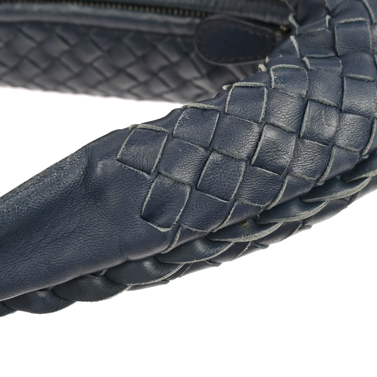 Bottega Veneta Navy Lambskin Intrecciato Hobo Handbag