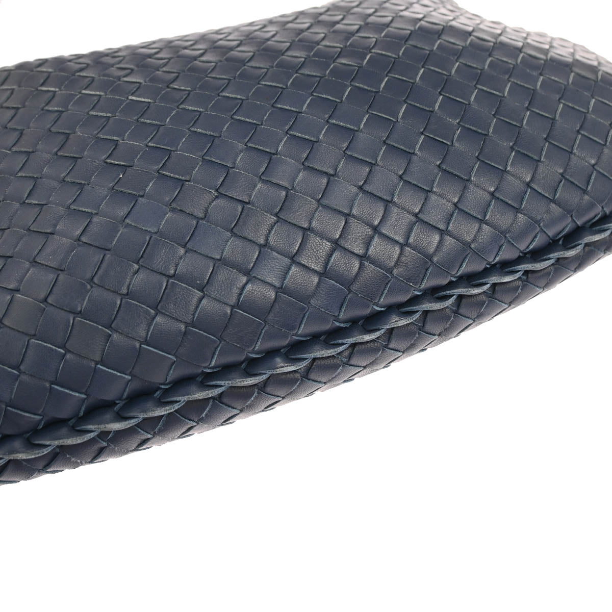 Bottega Veneta Navy Lambskin Intrecciato Hobo Handbag