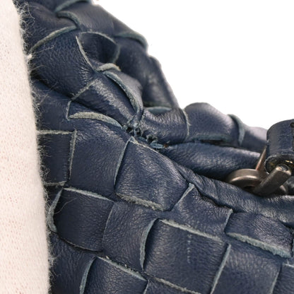 Bottega Veneta Navy Lambskin Intrecciato Hobo Handbag