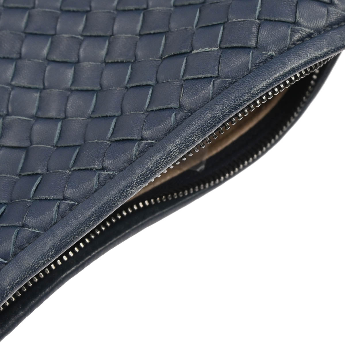 Bottega Veneta Navy Lambskin Intrecciato Hobo Handbag