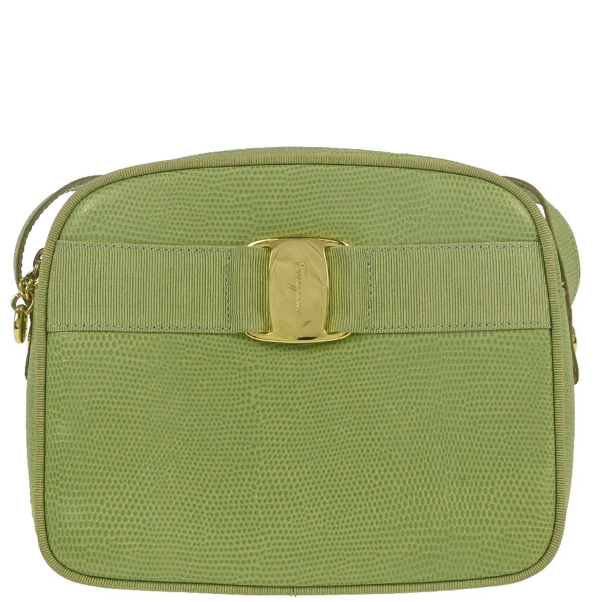 Salvatore Ferragamo Green Embossed Leather Vara Shoulder Bag