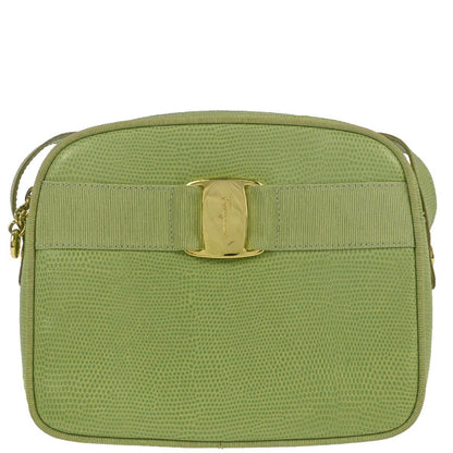 Salvatore Ferragamo Green Embossed Leather Vara Shoulder Bag
