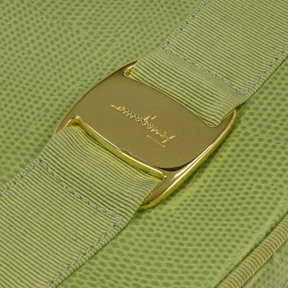 Salvatore Ferragamo Green Embossed Leather Vara Shoulder Bag
