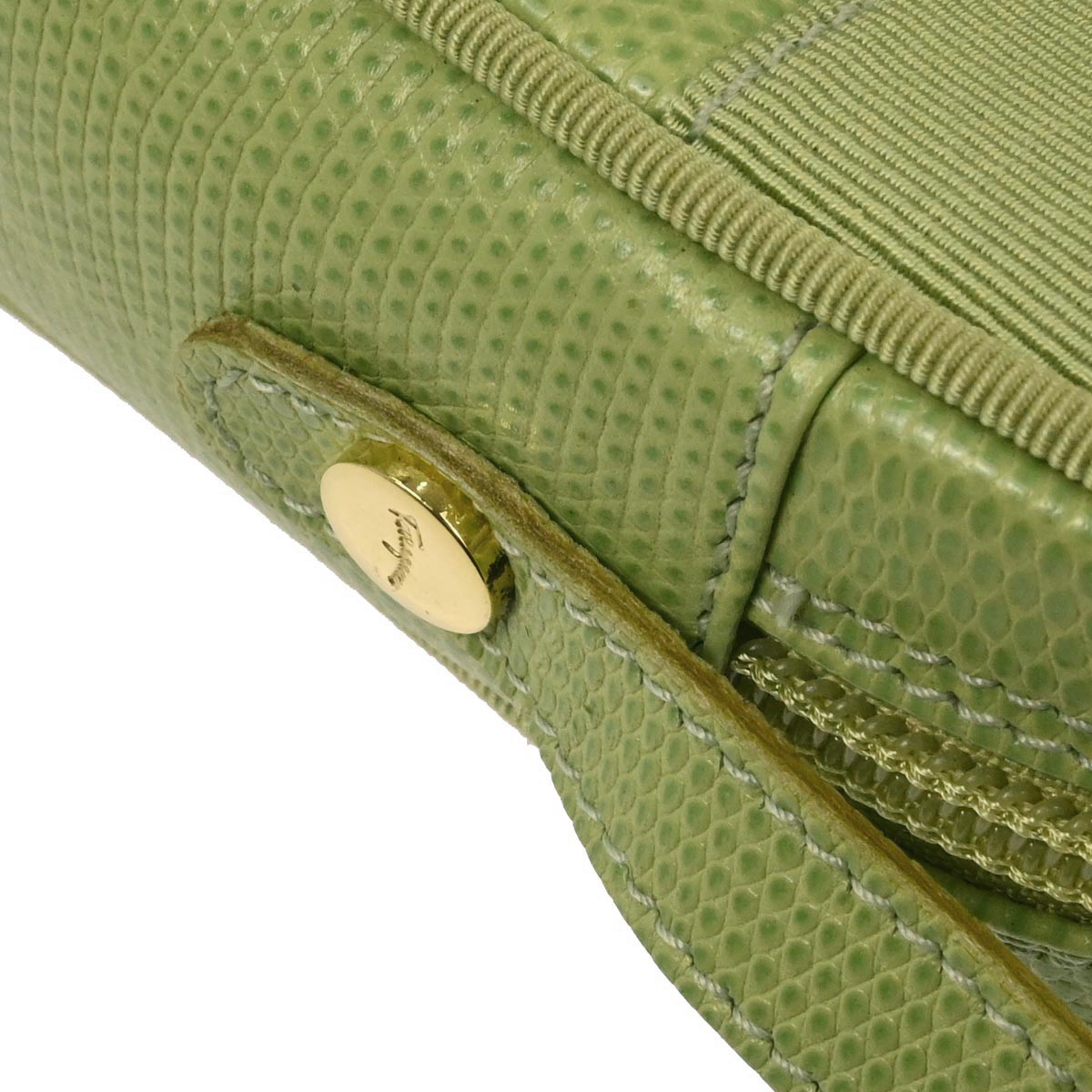 Salvatore Ferragamo Green Embossed Leather Vara Shoulder Bag