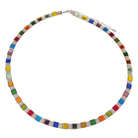 Chanel Square Glass Silver Chain Belt 99P Small Good