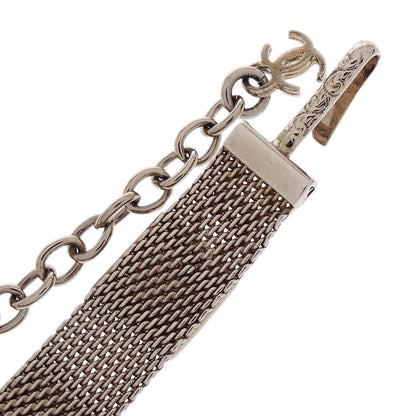 Chanel Square Glass Silver Chain Belt 99P Small Good