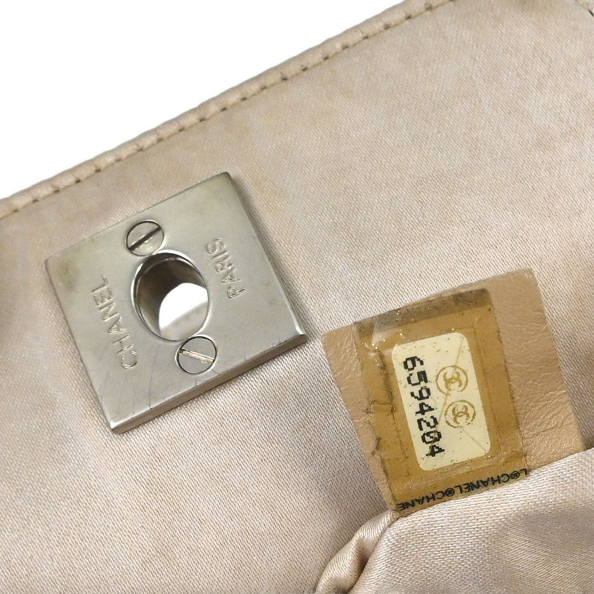 Chanel 2000-2002 Beige Jacquard Nylon New-Travel Line Pouch Handbag