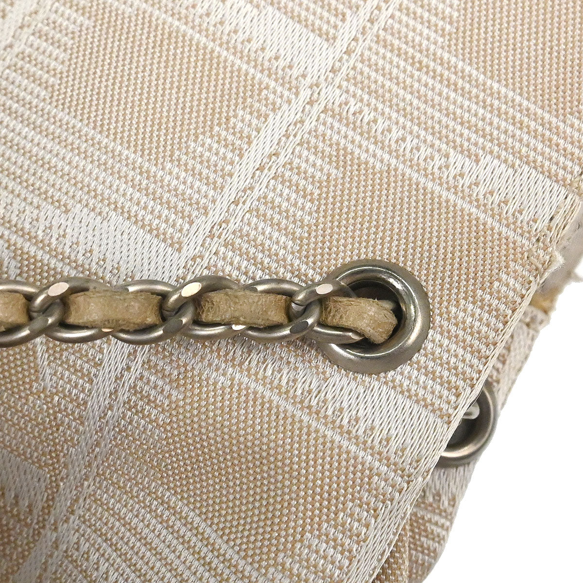 Chanel 2000-2002 Beige Jacquard Nylon New-Travel Line Pouch Handbag