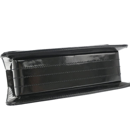 Chanel 2000-2002 Black Canvas Patent Leather Mademoiselle Lock Shoulder Bag